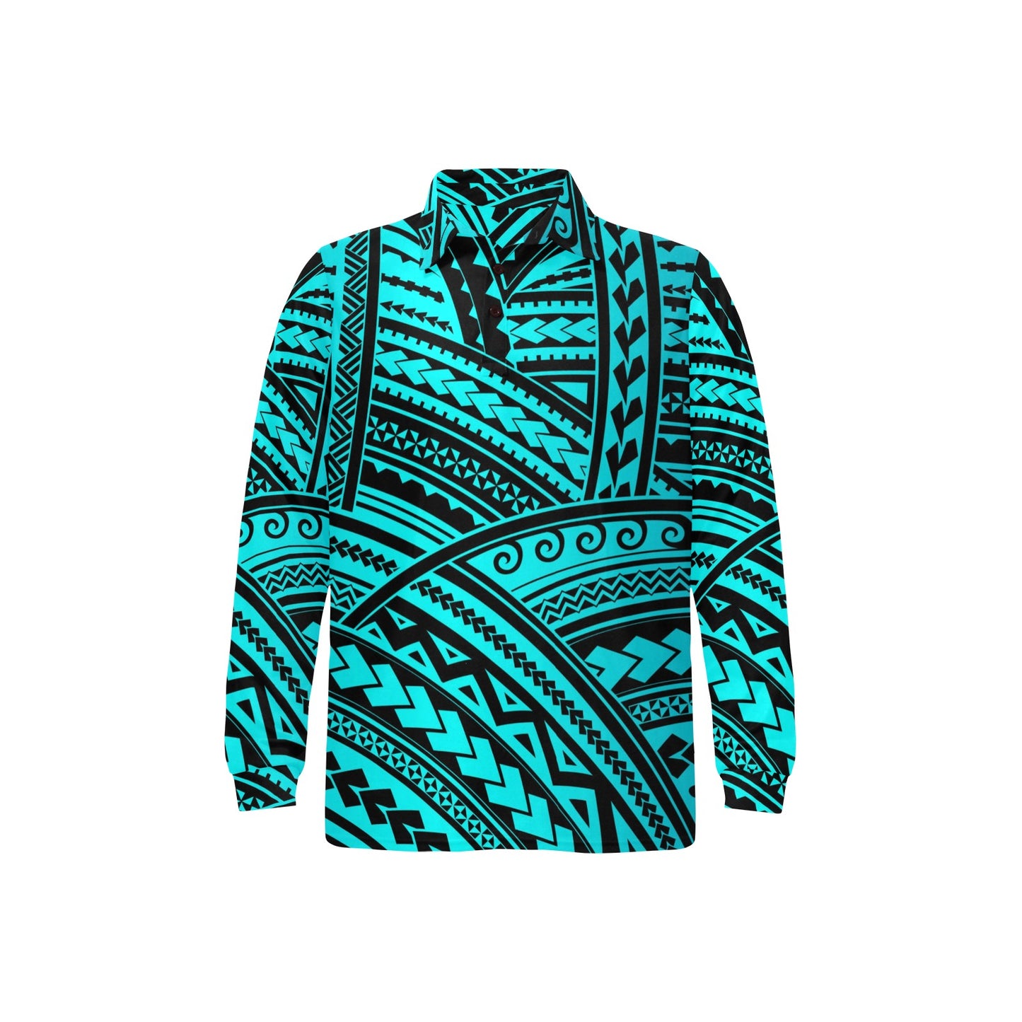 Polynesian Tribal Long Sleeve Polo Shirt For Men's