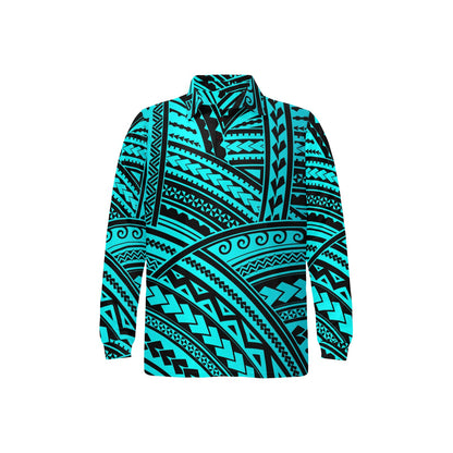 Polynesian Tribal Long Sleeve Polo Shirt For Men's