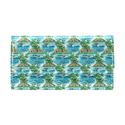 Palm Tree Hawaiian Themed Design Print Women's Trifold Wallet