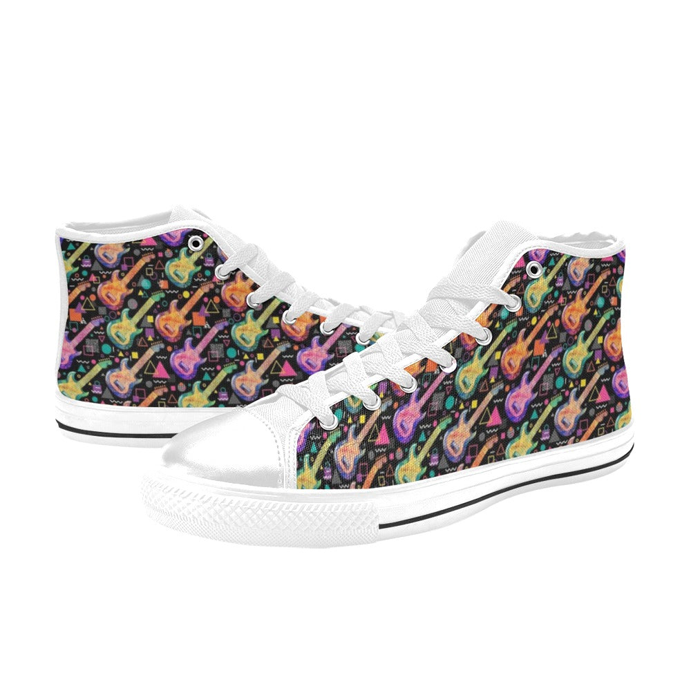 Electric Guitar Print Design LKS403 Men's High Top Canvas Shoes
