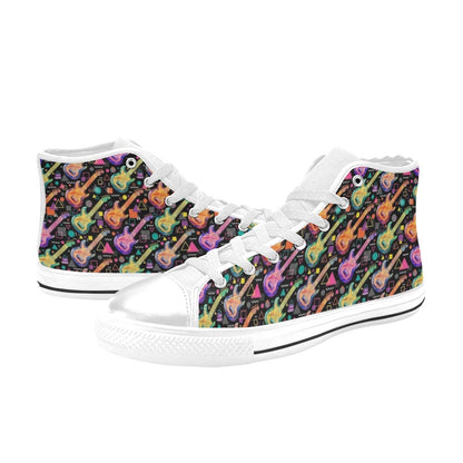 Electric Guitar Print Design LKS403 Men's High Top Canvas Shoes