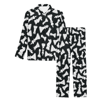 Chess Pattern Print Design 01 Men's Long Pajama Set