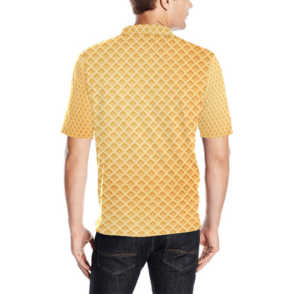 Waffle Texture Print Design LKS302 Men Polo Shirt