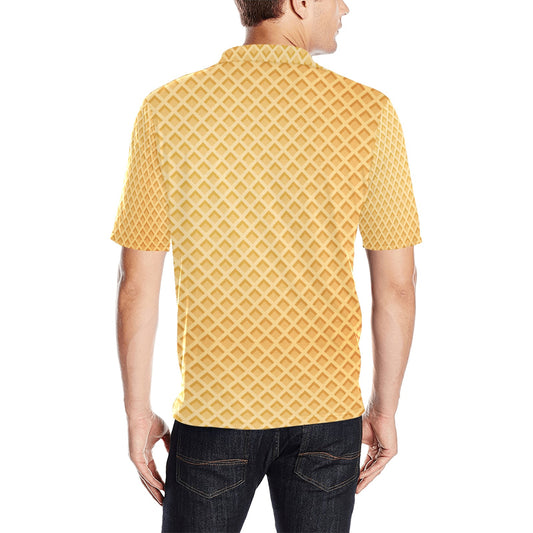 Waffle Texture Print Design LKS302 Men Polo Shirt
