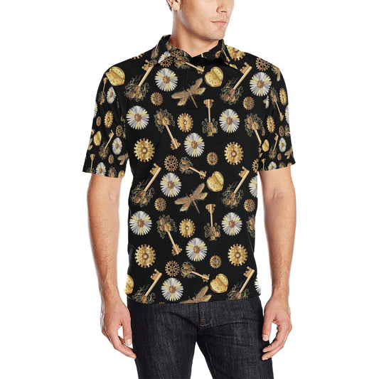 Steampunk Key Dragonfly Print Design LKS303 Men Polo Shirt