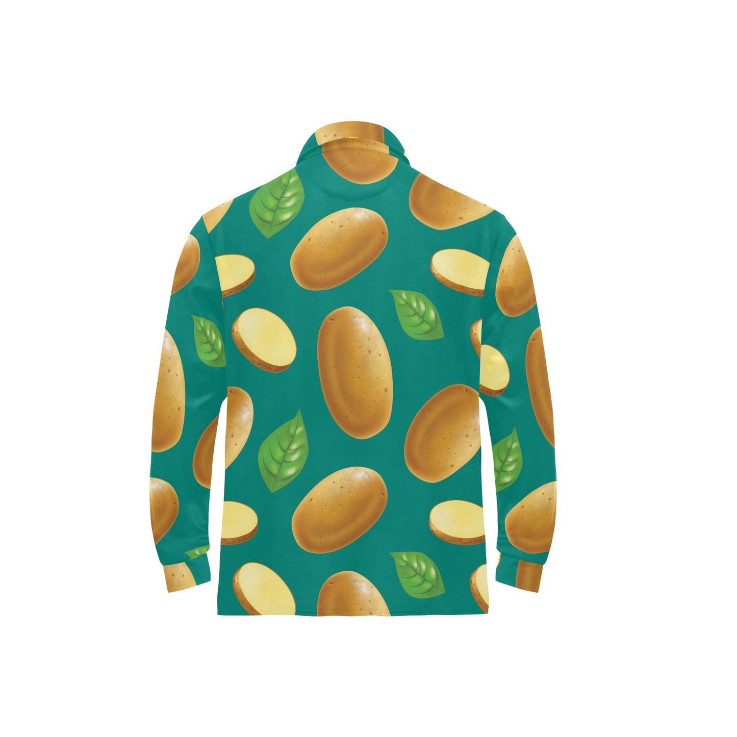 Potato Pattern Print Design A04 Long Sleeve Polo Shirt For Men's
