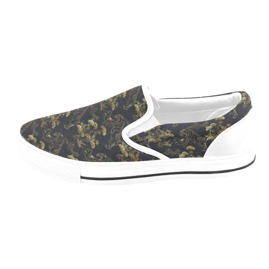 Tiger Japan Style Print Design LKS305 White Slip Ons Canvas Women's Shoes