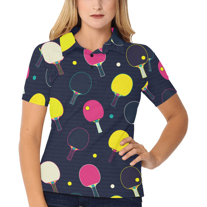 Ping Pong Pattern Print Design A04 Women's Polo Shirt