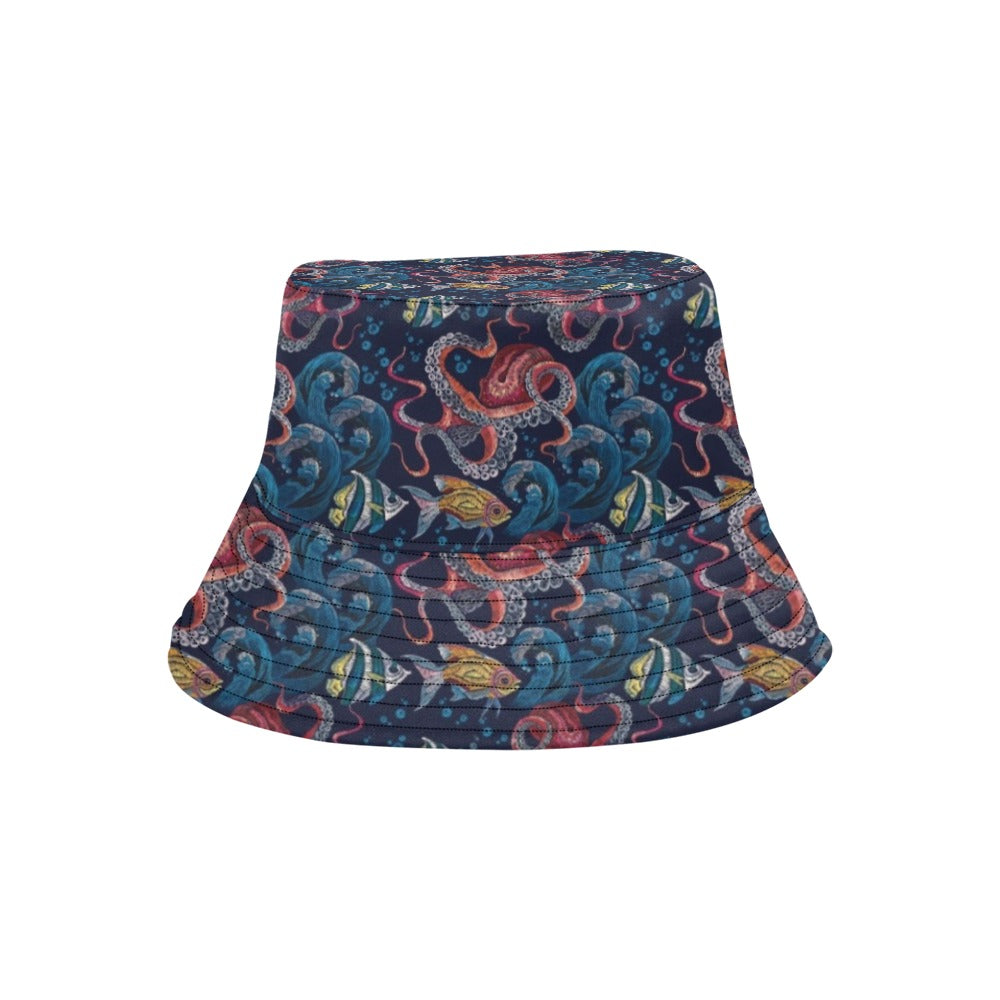 Underwater Giant Squid Print Design LKS302 Unisex Bucket Hat