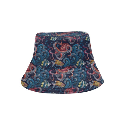 Underwater Giant Squid Print Design LKS302 Unisex Bucket Hat