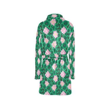 Water Lily Print Design LKS303 Women's Fleece Robe