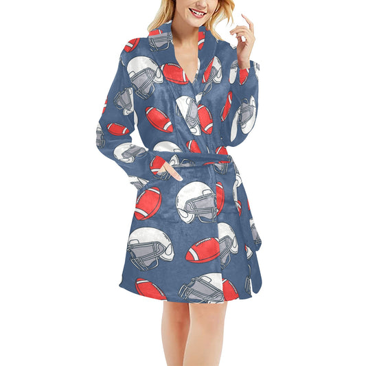 American Football Helmet Design Pattern Women's Fleece Robe