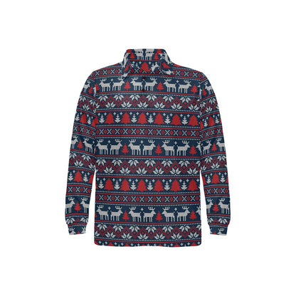 Reindeer Print Design LKS405 Long Sleeve Polo Shirt For Men's