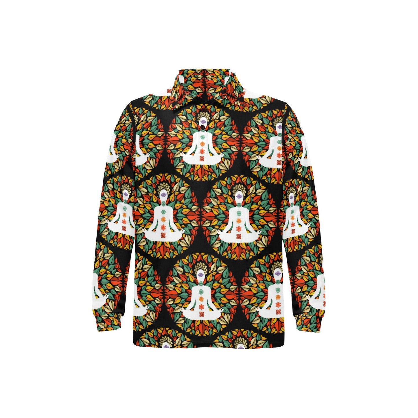 Chakra Yoga Long Sleeve Polo Shirt For Men's