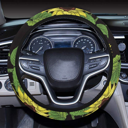 Sunflower Print Design LKS3010 Steering Wheel Cover with Elastic Edge
