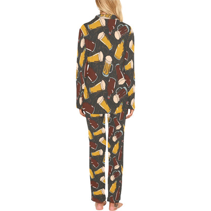 Beer Pattern Print Design 03 Women's Long Pajama Set