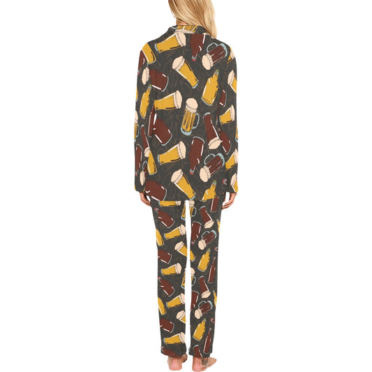 Beer Pattern Print Design 03 Women's Long Pajama Set