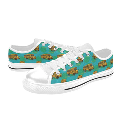 School Bus Print Design LKS308 Women's White Low Top Shoes