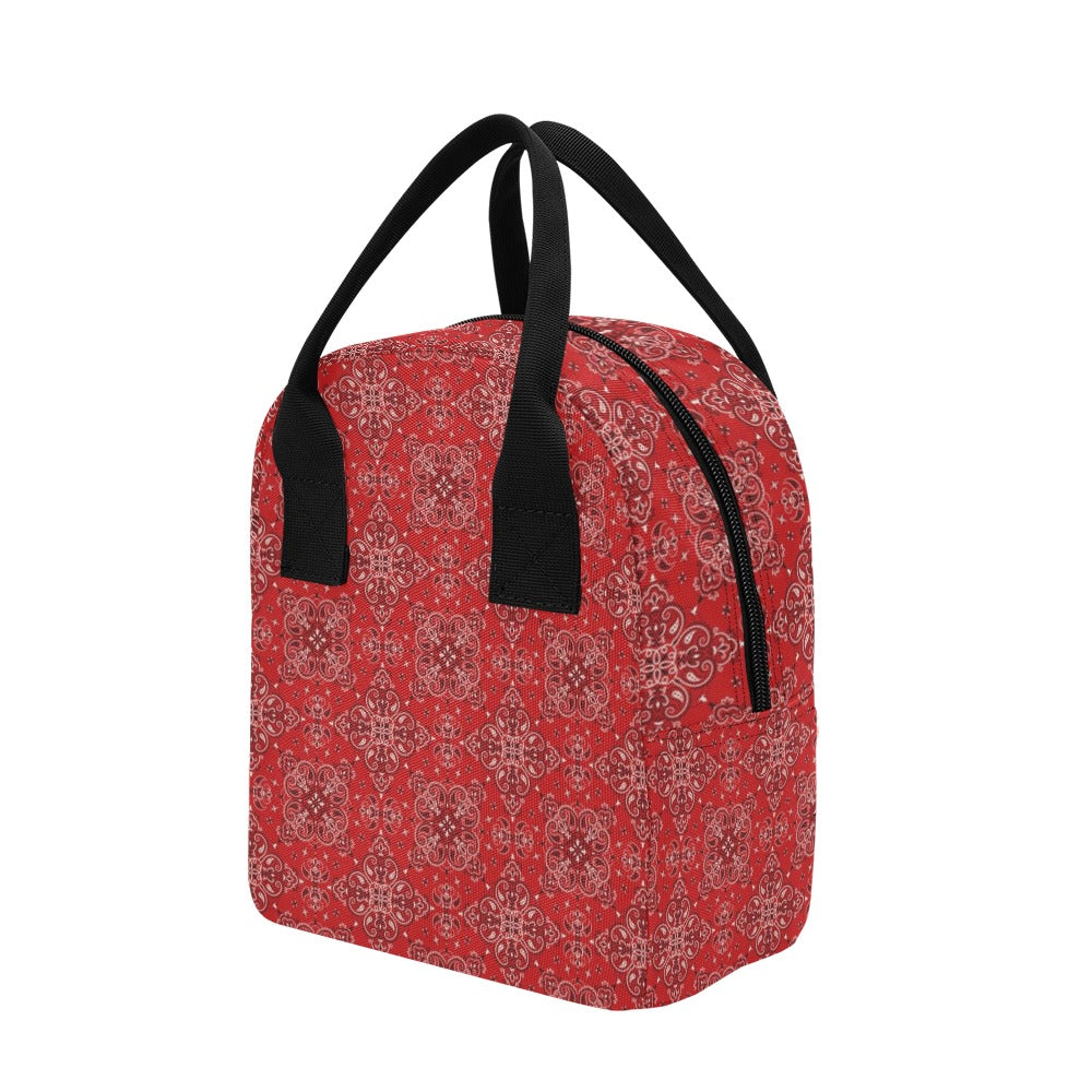 Bandana Red Pattern Print Design LKS3010 Insulated Lunch Bag