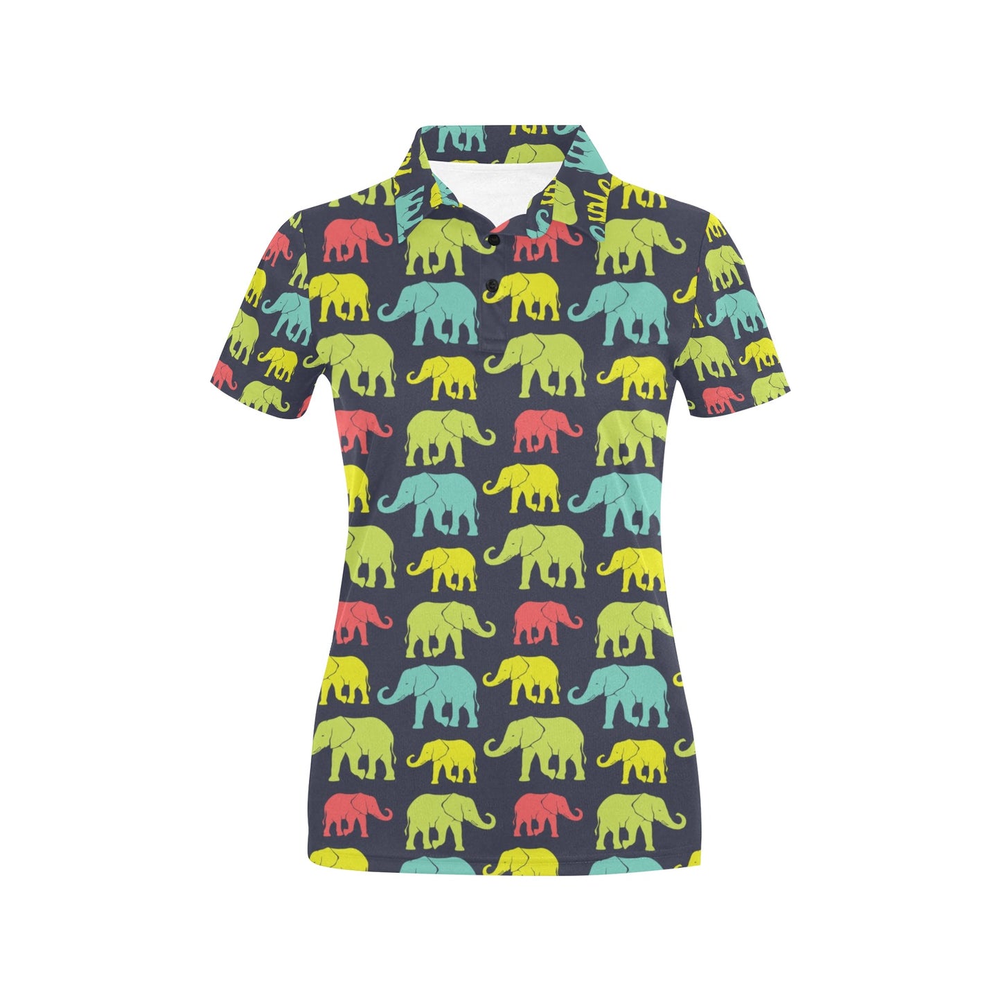 Elephant Neon Color Print Pattern Women's Polo Shirt