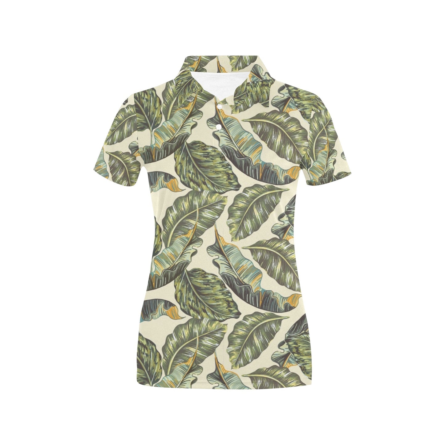 Banana Leaf Pattern Print Design BL08 Women's Polo Shirt