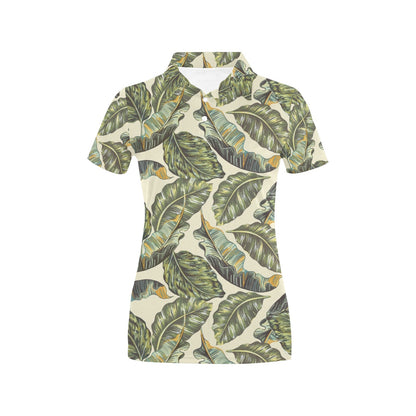 Banana Leaf Pattern Print Design BL08 Women's Polo Shirt