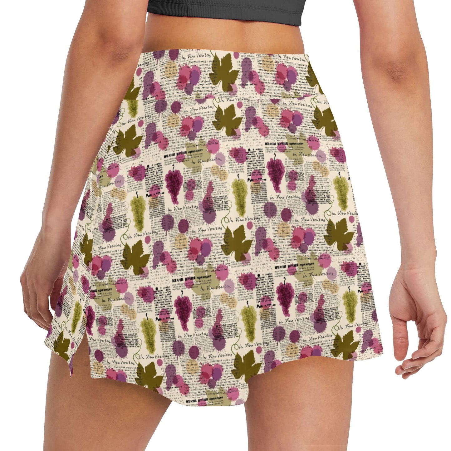 Wine Style Design Print 17" Golf & Pickleball Skort with Pockets