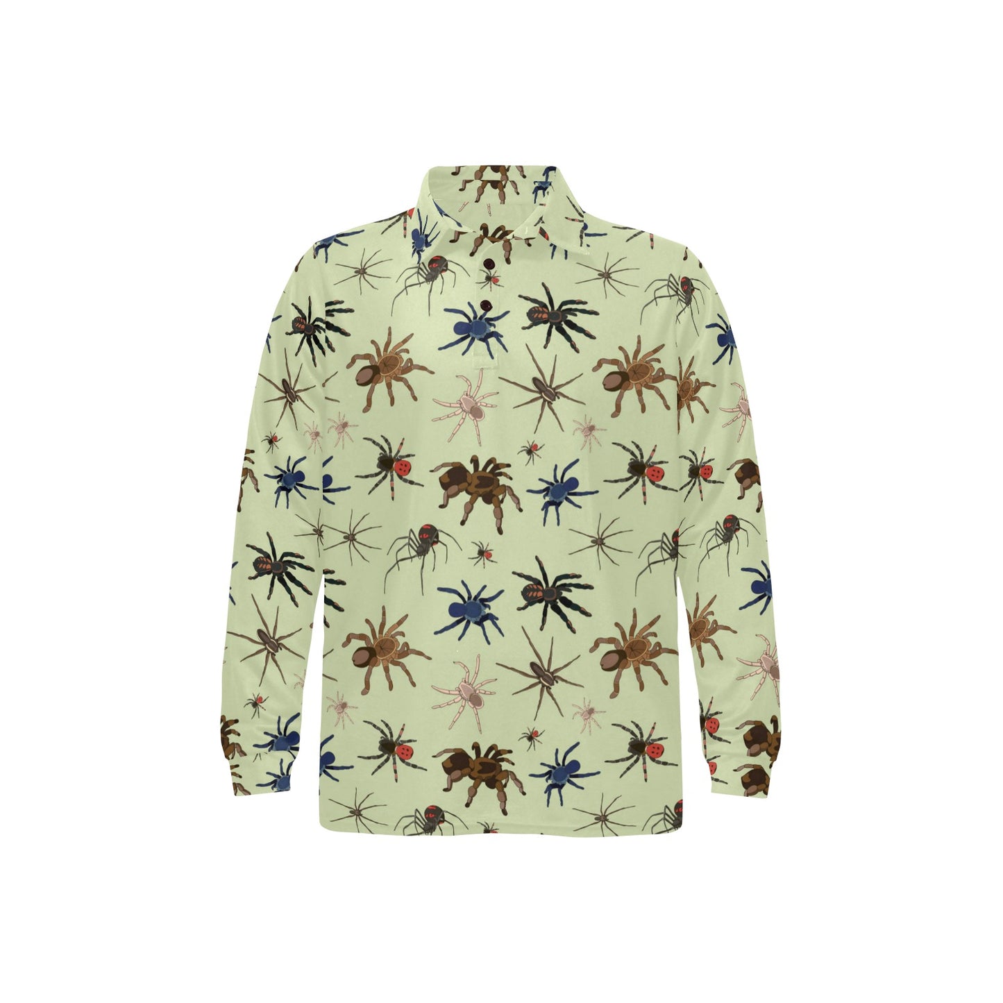 Tarantula Pattern Print Design 02 Long Sleeve Polo Shirt For Men's