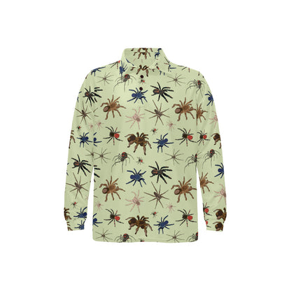 Tarantula Pattern Print Design 02 Long Sleeve Polo Shirt For Men's