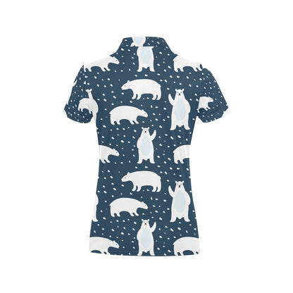 Polar Bear Pattern Print Design A02 Women's Polo Shirt