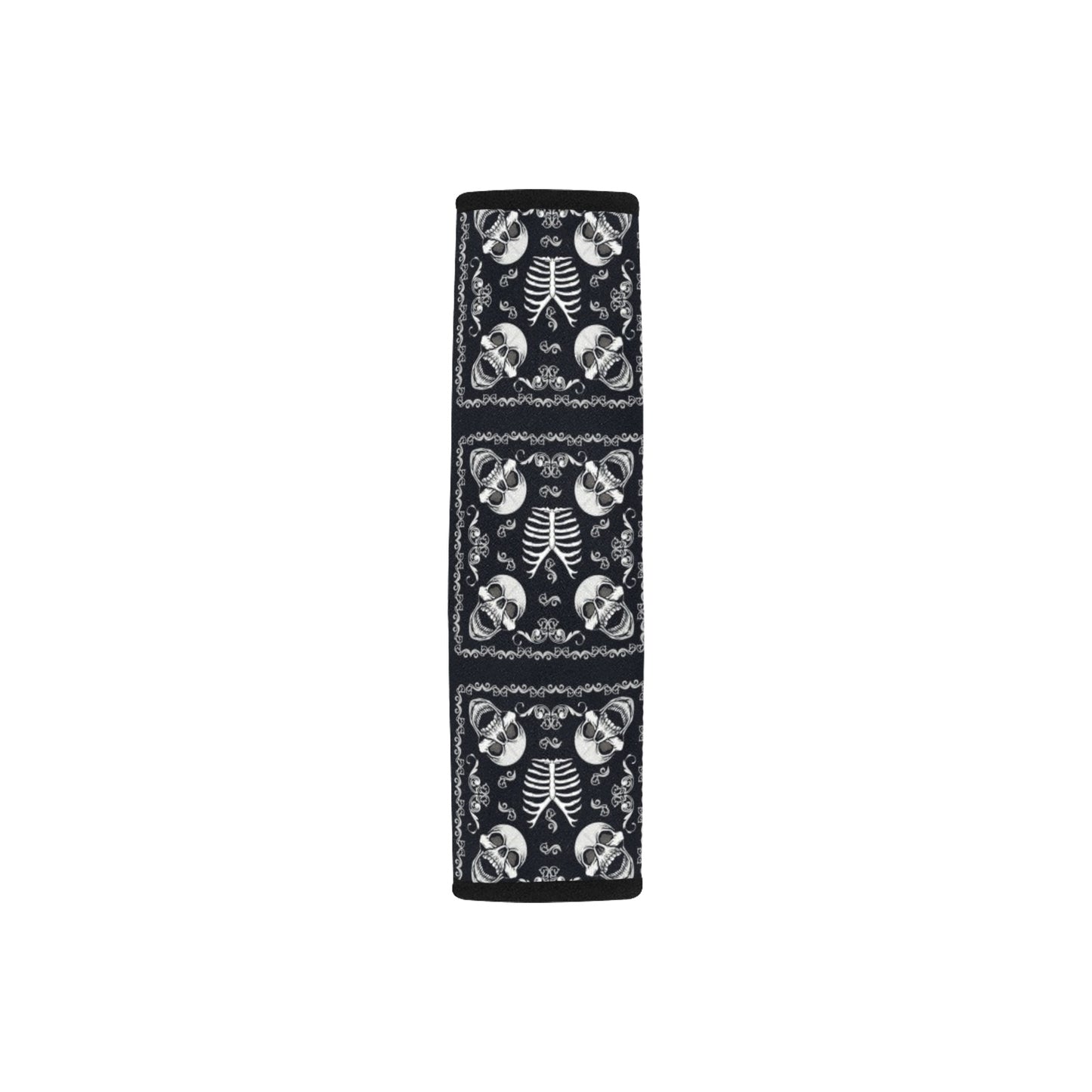 Bandana Skull Black White Print Design LKS306 Car Seat Belt Cover