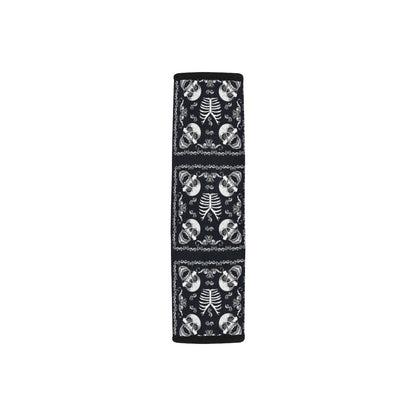 Bandana Skull Black White Print Design LKS306 Car Seat Belt Cover