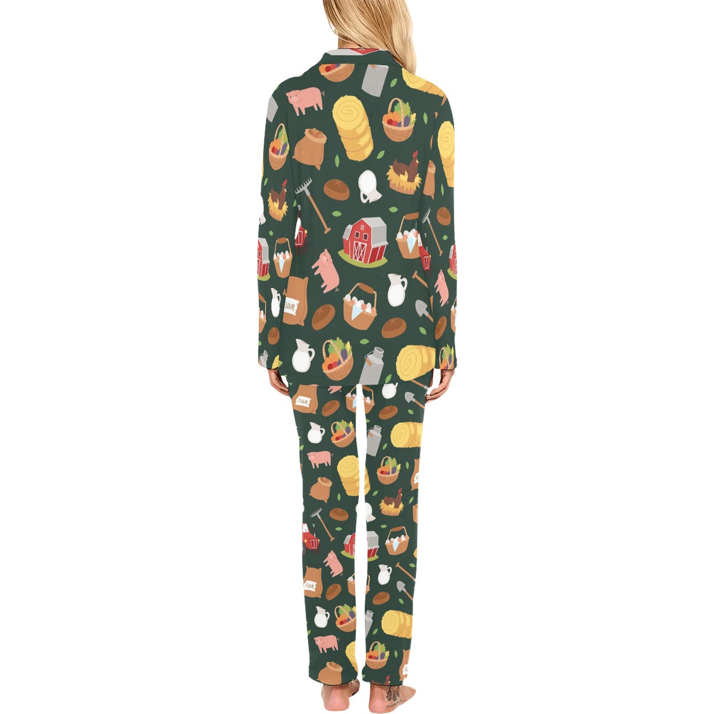 Agricultural Farm Print Design 02 Women's Long Pajama Set