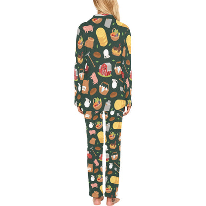 Agricultural Farm Print Design 02 Women's Long Pajama Set