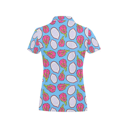 Dragonfruit Pattern Print Design DF04 Women's Polo Shirt