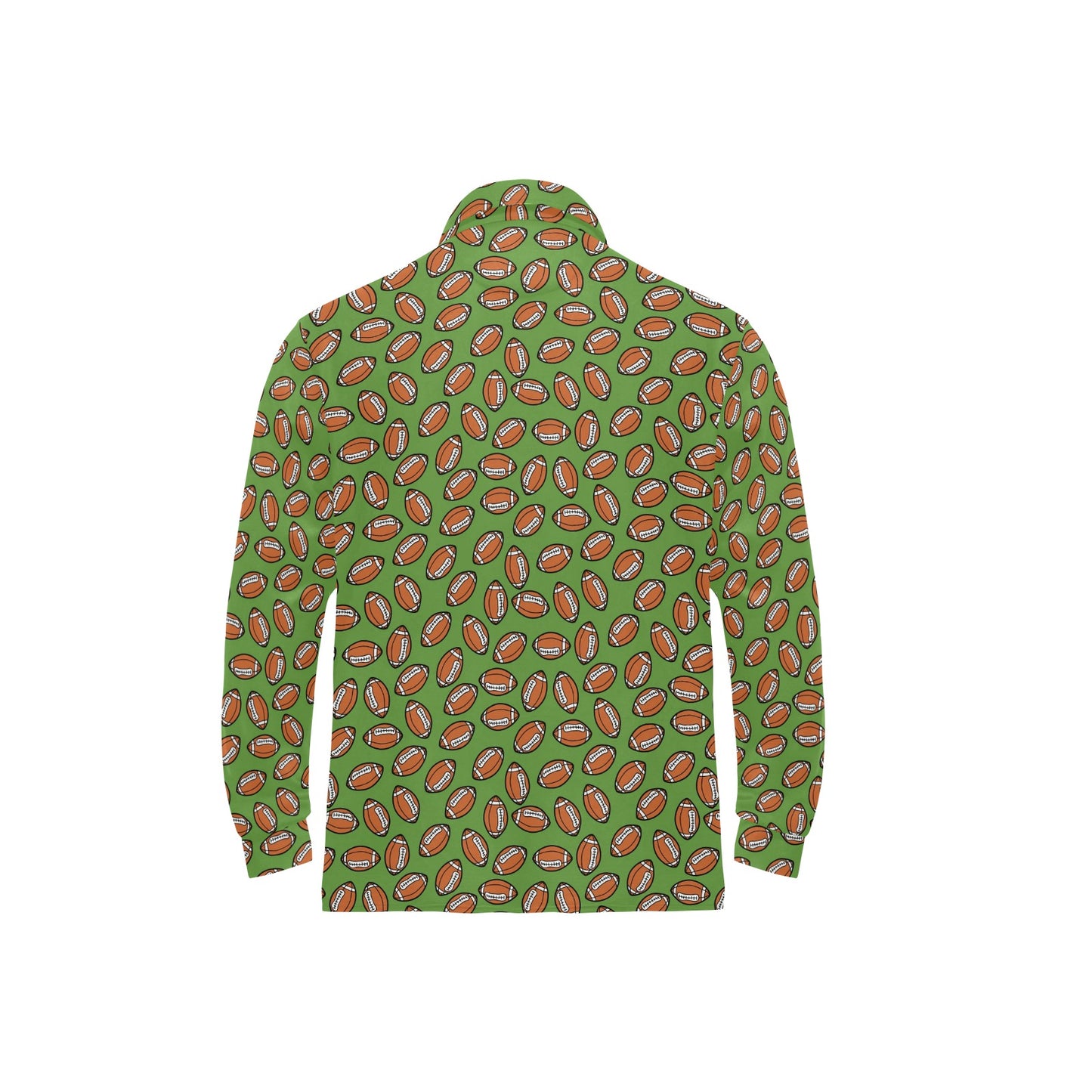 American Football on Green Design Long Sleeve Polo Shirt For Men's