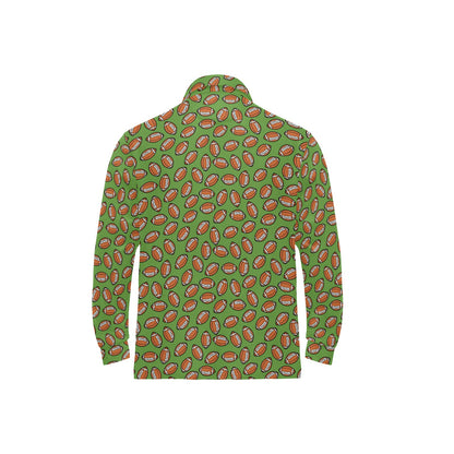 American Football on Green Design Long Sleeve Polo Shirt For Men's