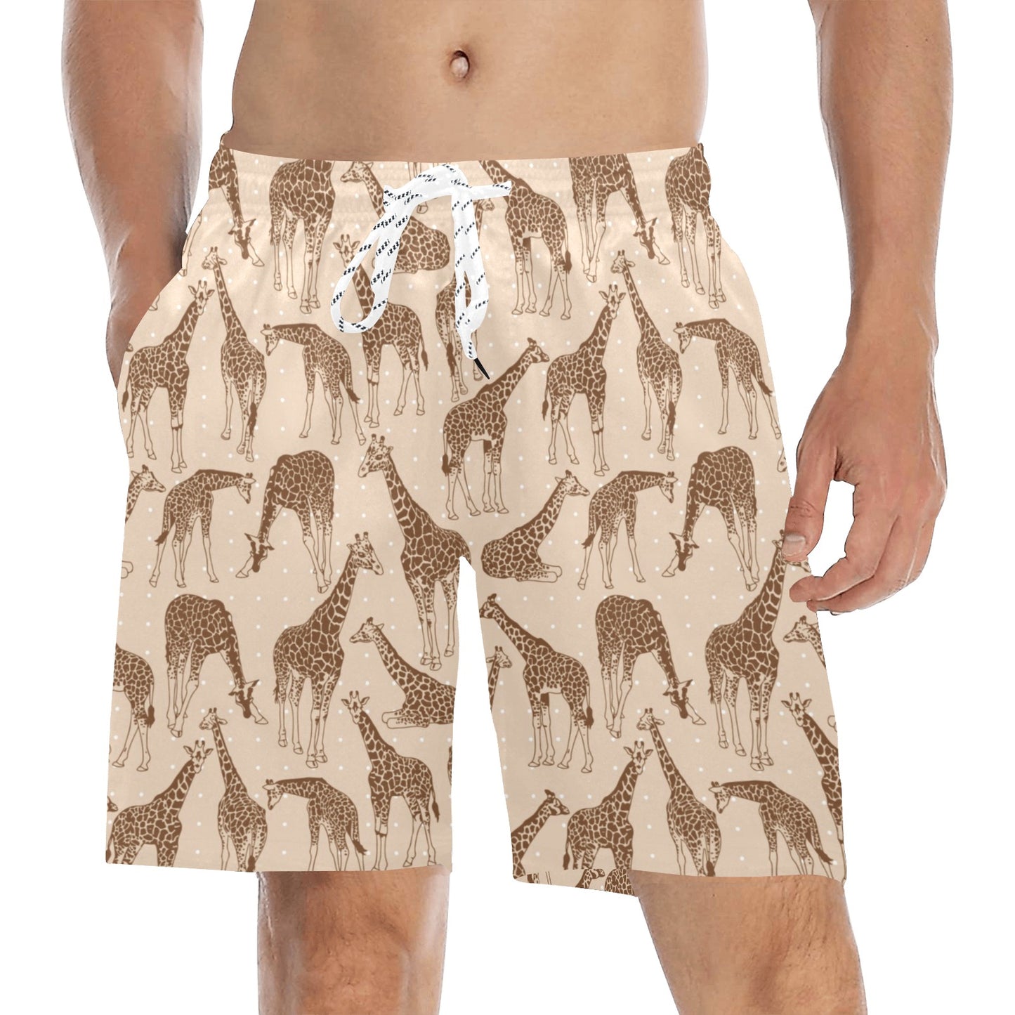 Giraffe Pattern Design Print Men's Swim Trunks Beach Shorts