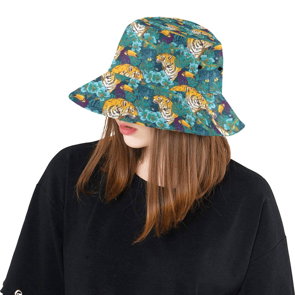 Tiger Tropical Print Design LKS301 Unisex Bucket Hat