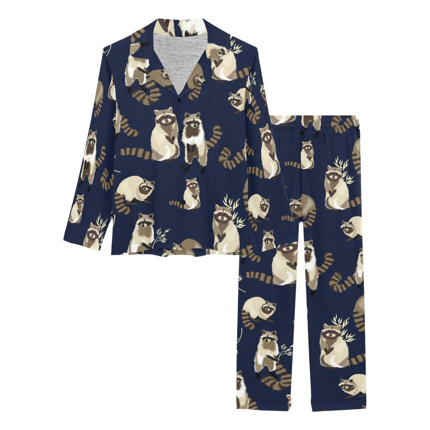 Raccoon Pattern Print Design A06 Women's Long Pajama Set