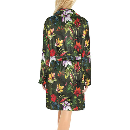 Magnolia Pattern Print Design 02 Women's Fleece Robe