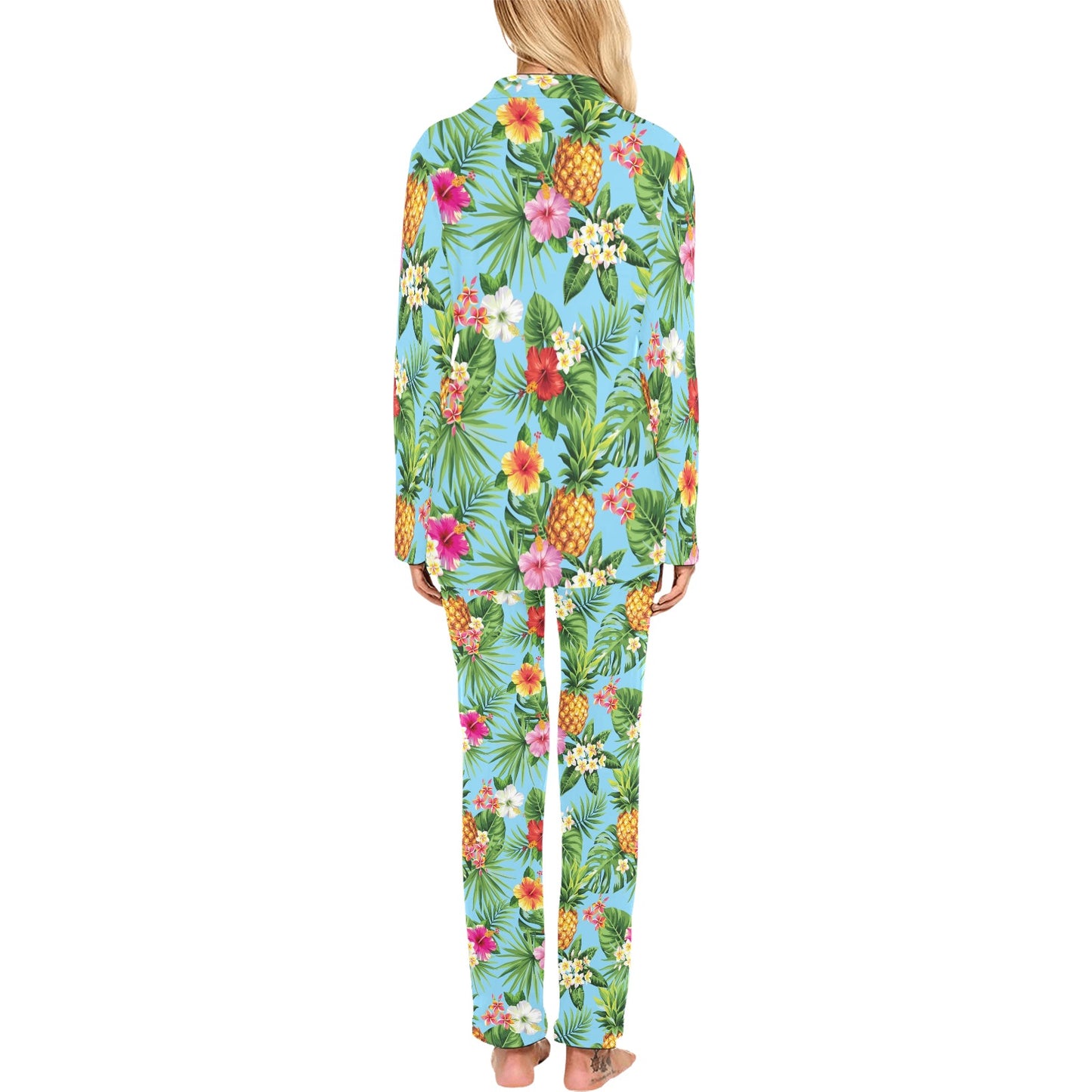 Pineapple Hawaiian flower Tropical Women's Long Pajama Set