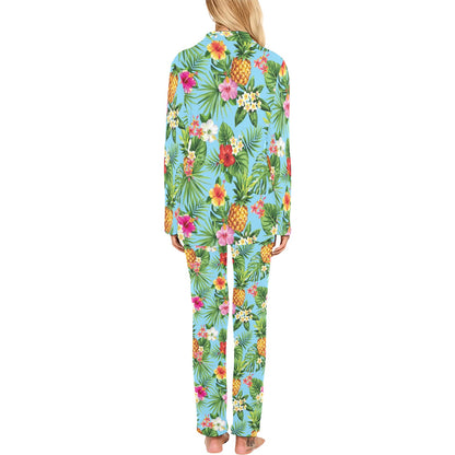 Pineapple Hawaiian flower Tropical Women's Long Pajama Set