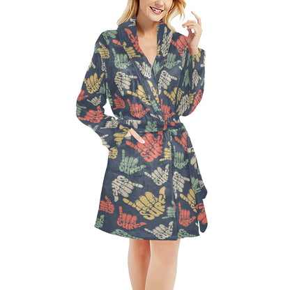 Surf Hand sign Women's Fleece Robe