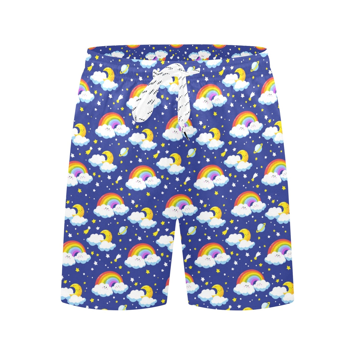 Rainbow Space Design Print Men's Swim Trunks Beach Shorts