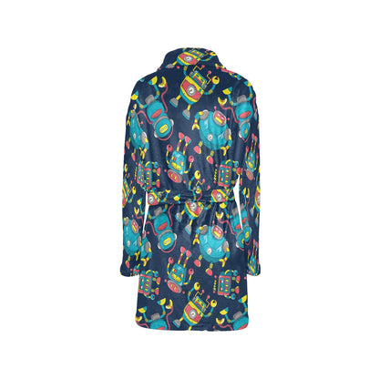 Robot Pattern Print Design A05 Women's Fleece Robe