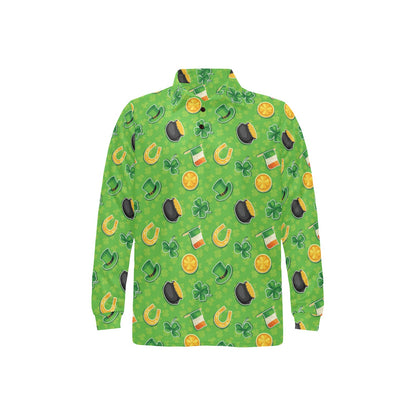 Shamrock Saint Patrick's Day Print Design LKS302 Long Sleeve Polo Shirt For Men's