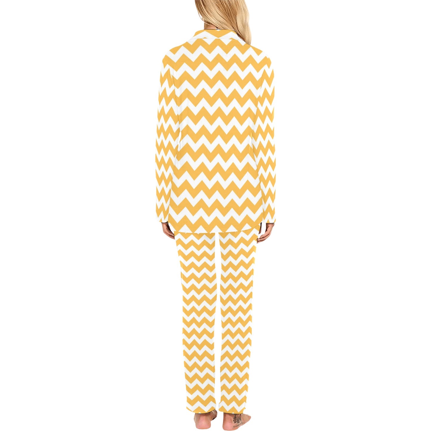 Chevron Orange Pattern Print Design 01 Women's Long Pajama Set
