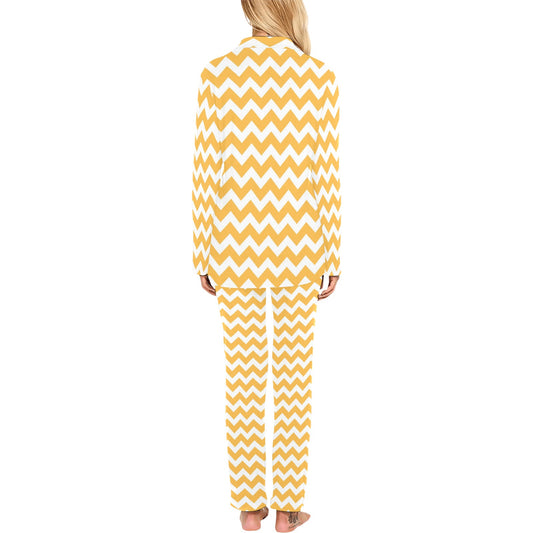 Chevron Orange Pattern Print Design 01 Women's Long Pajama Set