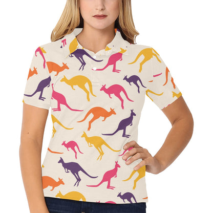 Kangaroos Pattern Print Design 01 Women's Polo Shirt